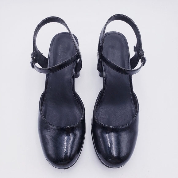 Reaction Women's Indya Platform Pump Block Heel Black Patent Closed Toe Size 8.5 - Picture 6 of 14